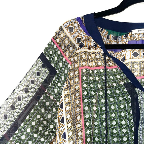 Collective Concepts Multicolor Split Neck Boho Print Blouse Small Women’s - Picture 4 of 12